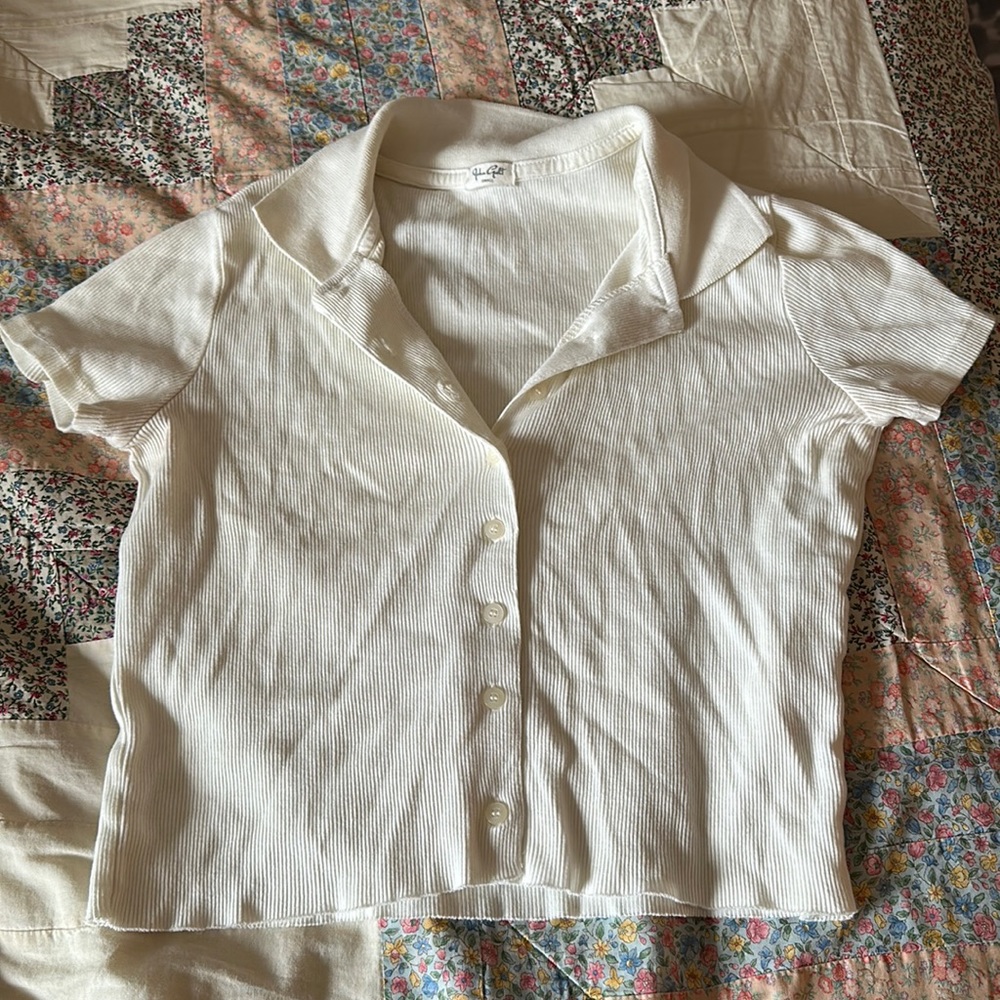 Brandy Melville John Galt button up crop top